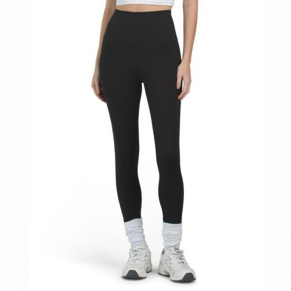 Yogalicious Lux Tribeca Crop Tight Black Super High-Waisted Side Pockets Size M